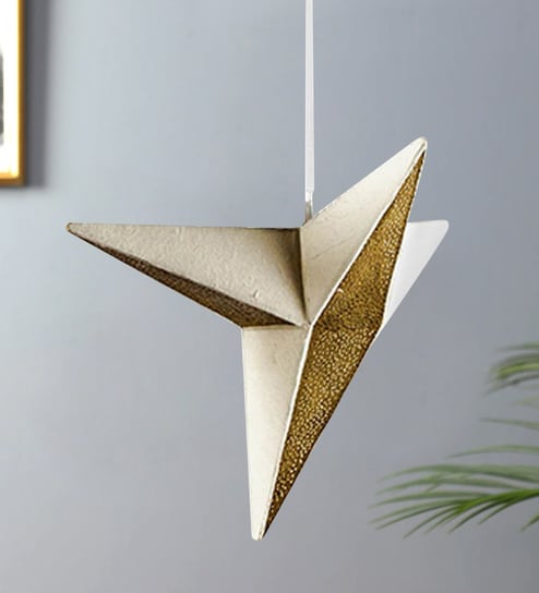 Gold Lokta Fibre Paper Single Hanging Light