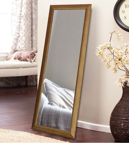 Buy Engineered Wood Full Length Mirror In Gold Color By Zahab
