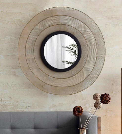 Buy Metal Wall Mirror In Gold Color By Orange Tree Online Round