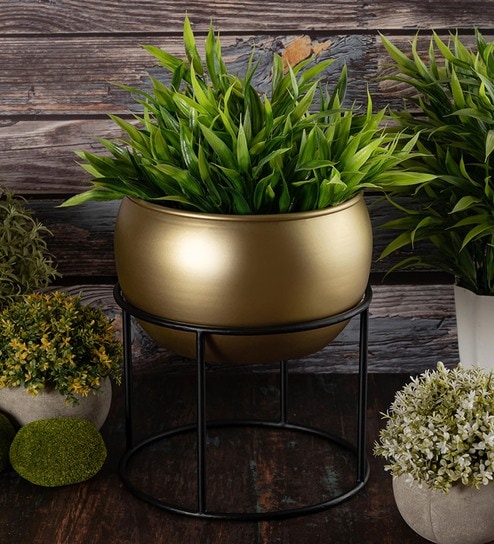 Gold Metal Desk Planter