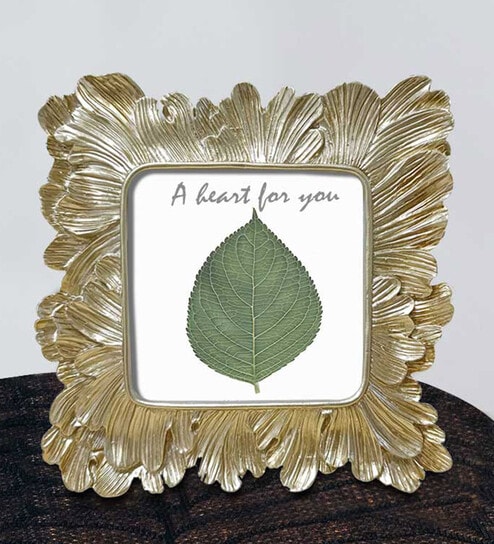 Gold Metal Leaves Design Premium Luxuary Table Photo Frame