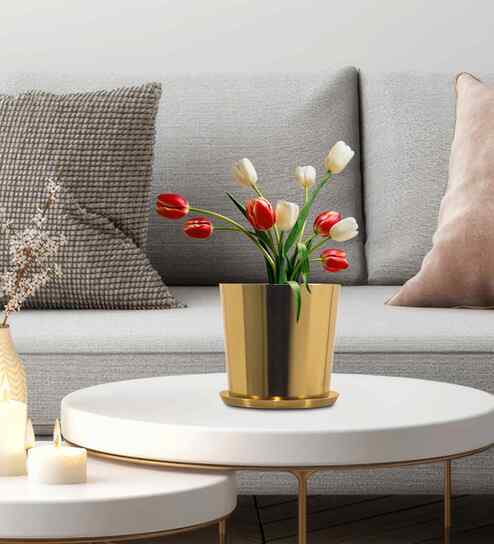 Gold Metal Round Planter