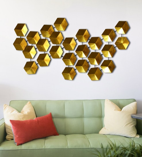 Buy Gold Wrought Iron Unique Design Wall Art By Craftter Online