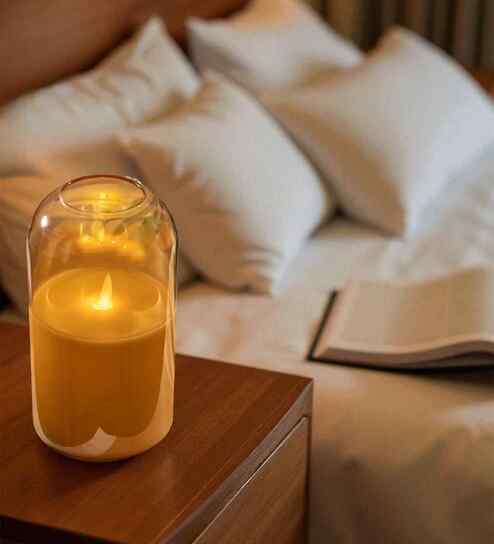 Gold Odorless Amber LED Flicker Candle Large