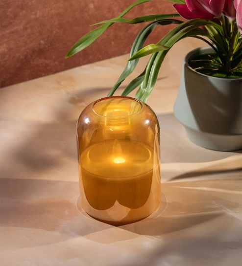 Gold Odorless Amber LED Flicker Candle Small