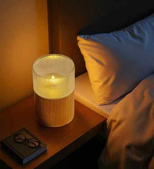 Gold Odorless Birch LED Light Candle Large