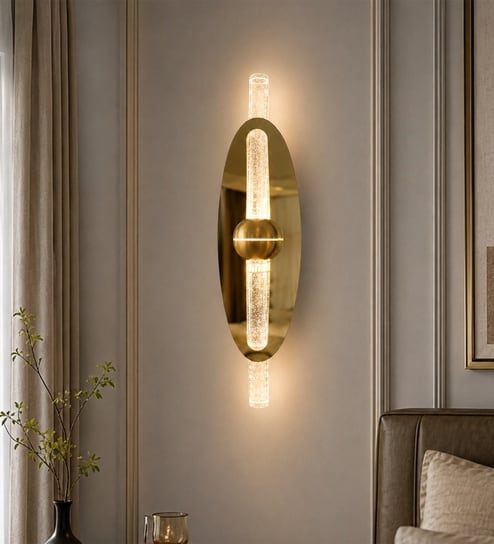 Gold Oval Wall Light with Crystal LED Tube