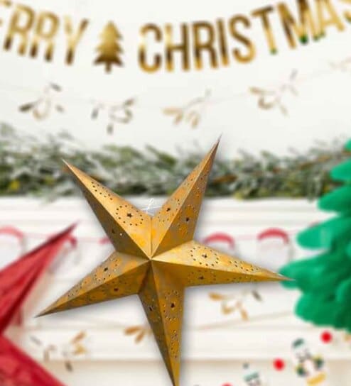 Gold Paper Christmas Star (Set of 2)