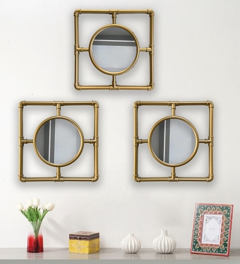 Gold Plastic (Set of 3) Wall Mirror