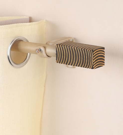Gold Powder Coated Iron Curtain Rod (48 to 88 Inches) With Bracket