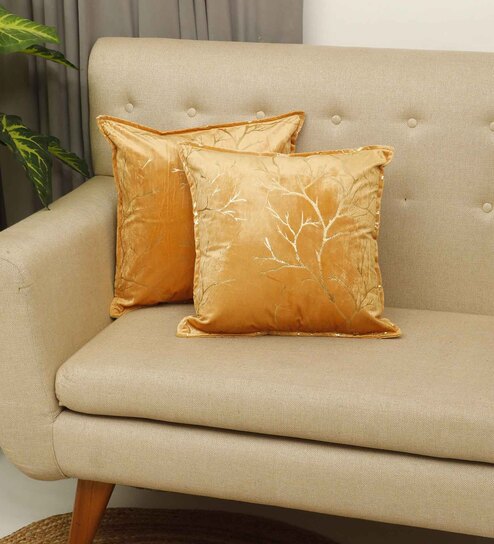 Gold Printed Velevt 2 Cushion Covers