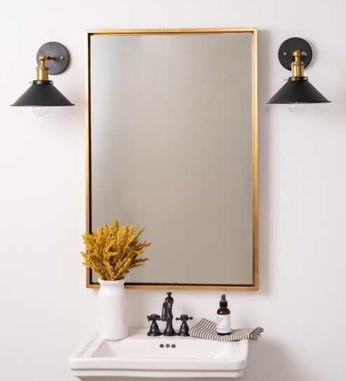 Gold Rectangular  Aluminium Mirror