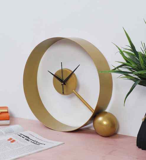 Gold Round Ball Table Clock