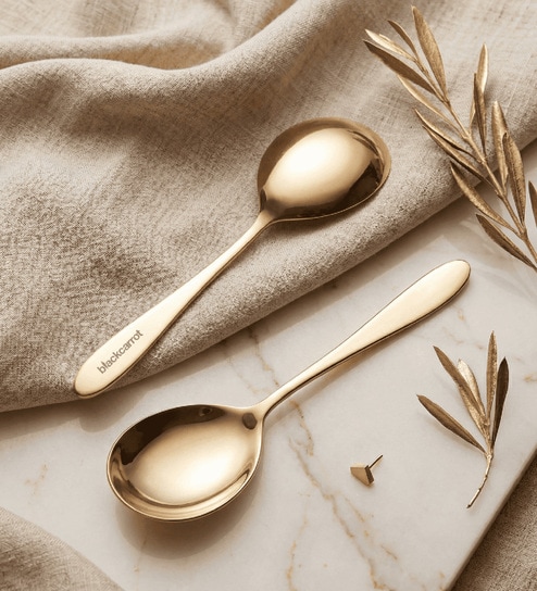 Set of 2 Gold Serving Spoons