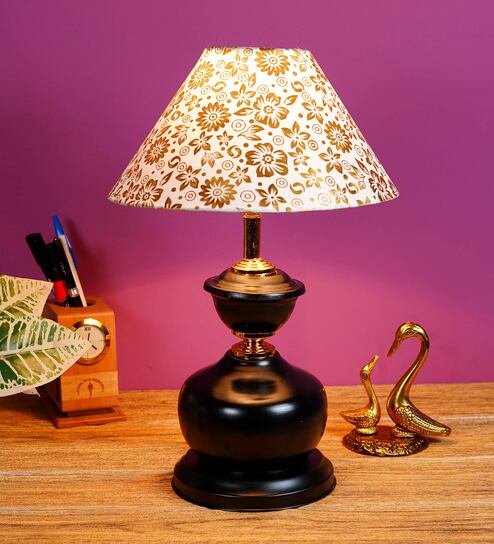 Gold Shade Table Lamp With Metal Base By Foziq