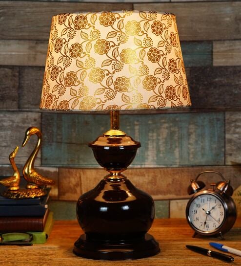 Gold Shade Table Lamp With Metal Base By Foziq
