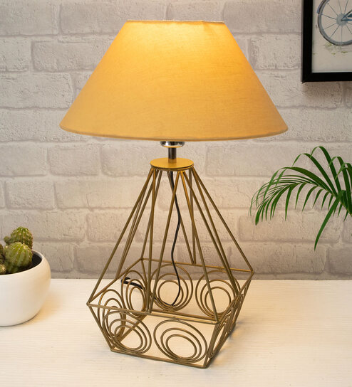 Gold Shade Table Lamp With Metal Base