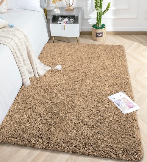 luxe home international Gold Solid Microfiber 4 X 6 Feet Tufted Carpet-picture-19