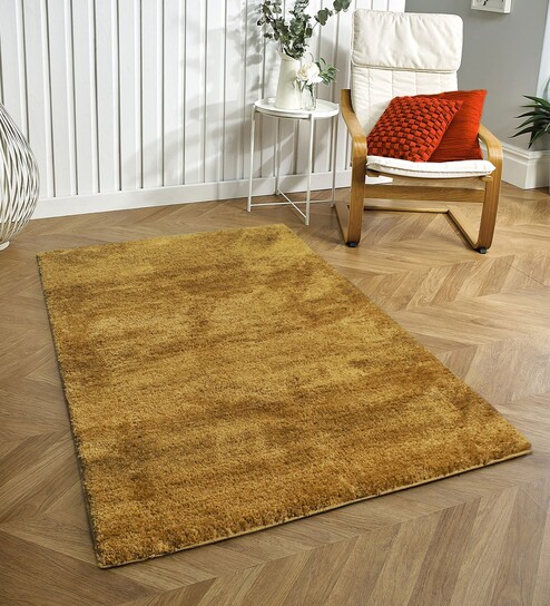 luxe home international Gold Solid Microfiber 6 X 7 Feet Tufted Carpet-picture-19