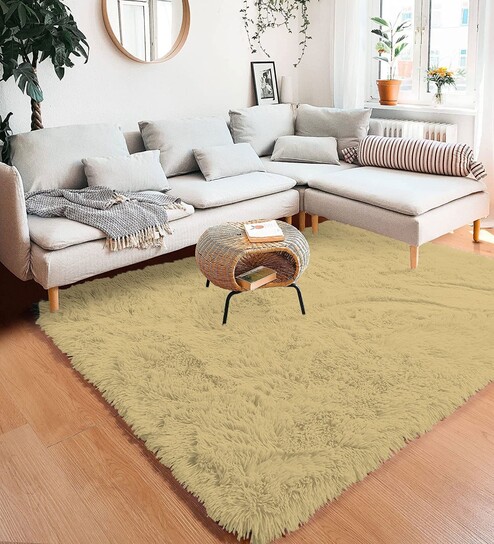 Gold Solid Wool Blend 3 X 5 Feet Tufted Carpet