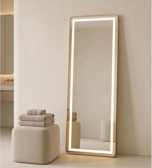 Gold Square Halo Arch Floor Mirror (150 x 40) CM