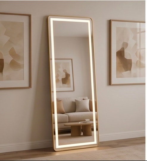 Gold Square Halo Arch Floor Mirror (160 x 50) CM