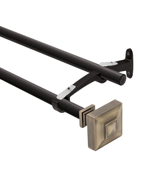 Gold Square Iron Expandable 1 Curtain Rod with Accessories ( 36 to 66 Inches) by Deco Window