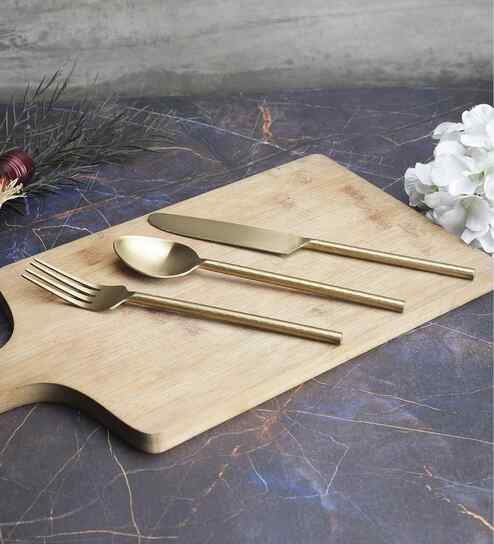 Gold Stainless Steel Cutlery Set Of 3-image-4