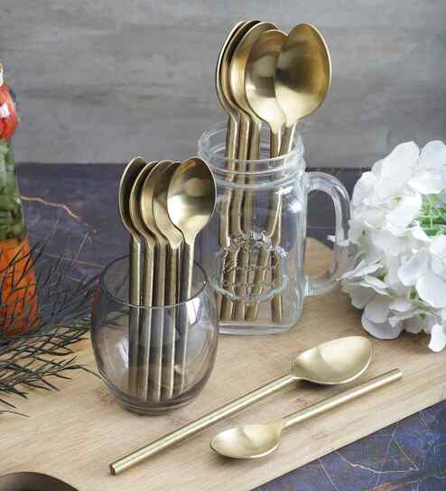 vareesha Gold Stainless Steel Spoons Set Of 12-picture-24