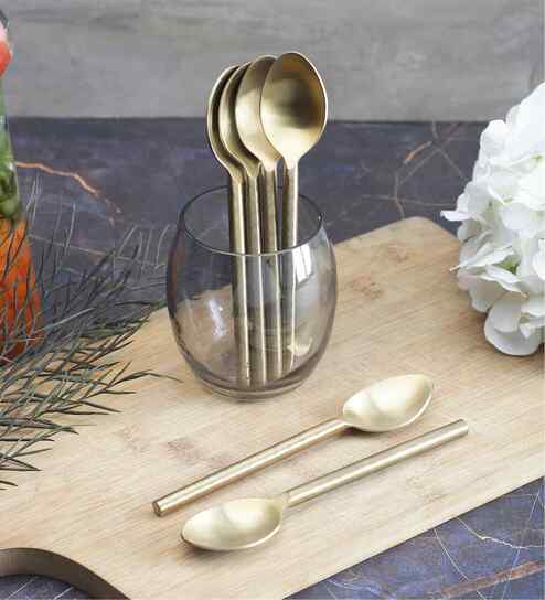 vareesha Gold Stainless Steel Tea Spoons Set Of 6-picture-23
