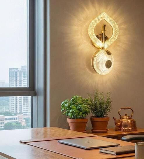 Gold-Toned Abstract Acrylic Wall Lamp