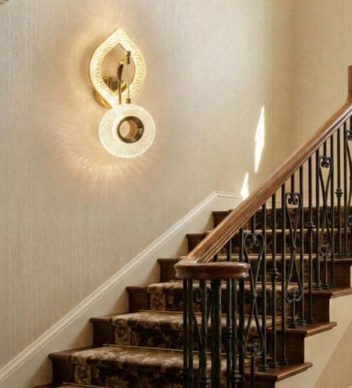 Gold-Toned Textured Acrylic Contemporary Wall Lamp