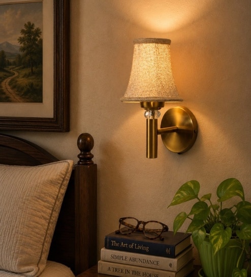new era Gold Wall Mounted Lamp with Beige Jute Shade for Dining Area & Hallway-picture-25