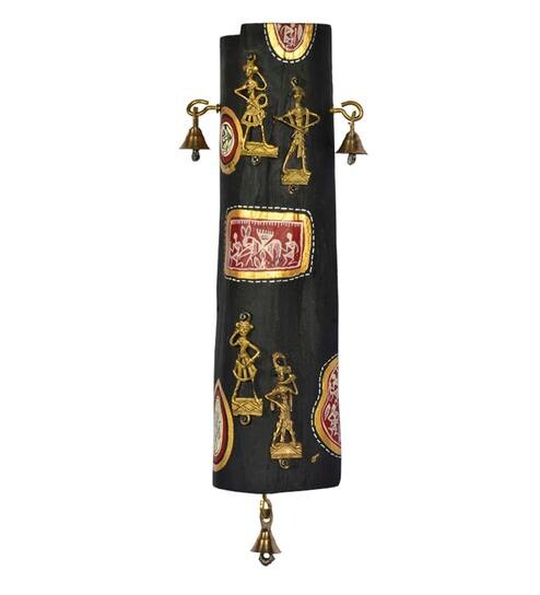 Buy Gold Wood Dhokra Warli Handpainted Wall Decor By