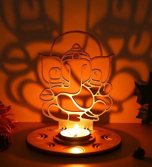 MDF Ganesha Shadow Tea Light Candle Holder