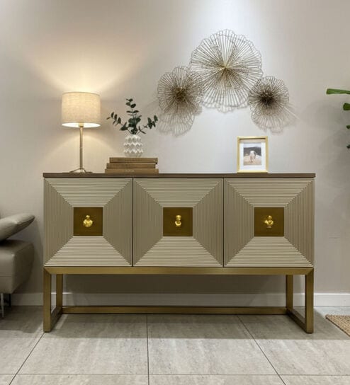 Golden Abstract Sideboard in Black Finish