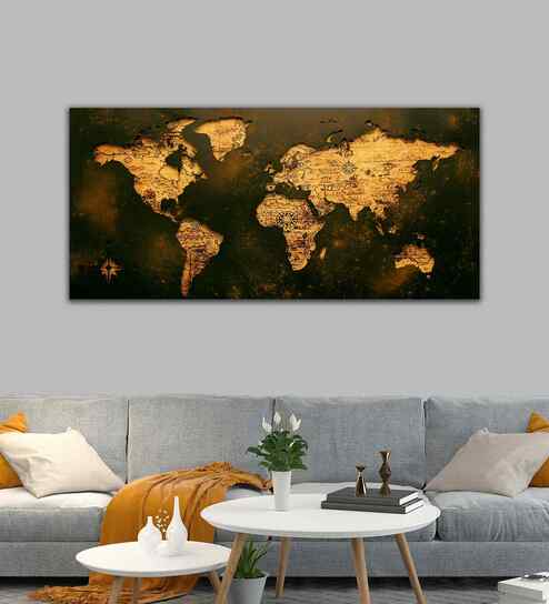 Golden Abstract Flowers Premium Wall Painting