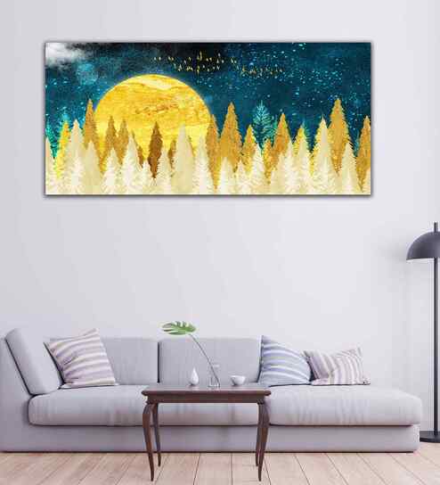Golden Abstract Tree Premium Canvas Floating Canvas Wall Painting