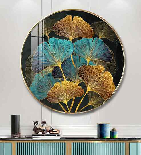 Golden Artwork Acrylic Round Wall Art