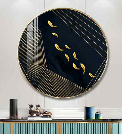 Golden Artwork Acrylic Round Wall Art