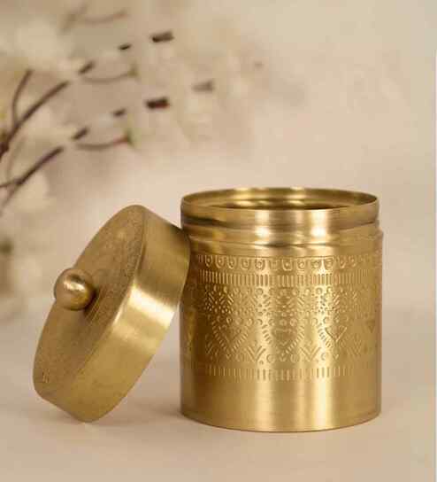 250ML Golden Aura Handmade Brass Small Storage Jar