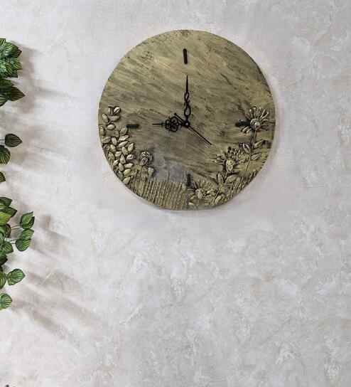 Golden Colour 3D Design Wall Clock Without Glass
