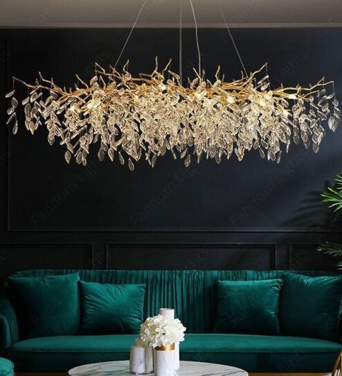 Golden Crystal Leaf Chandelier