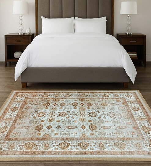 Golden Dusk Printed Polyester 4 X 6 Feet Machine Made Carpet