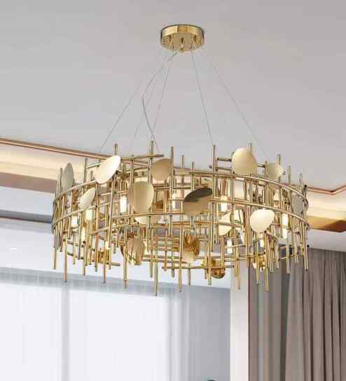 Golden Grid Luxe Chandelier