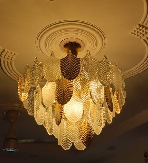 Golden Leaf Crystal Chandelier