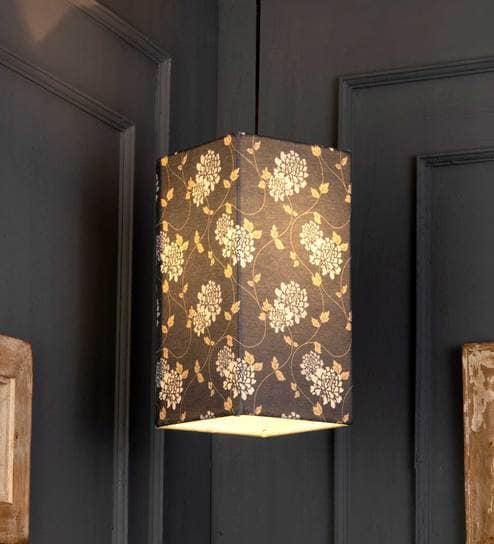 Golden Leaves Multicolor Fabric Single Hanging Light