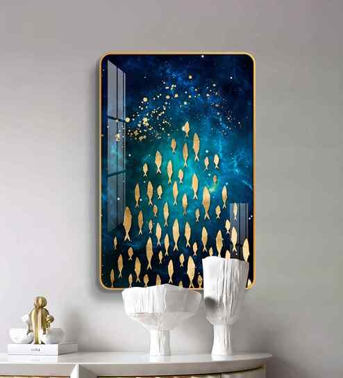Golden Ocean MDF Wood Acrylic Wall Art