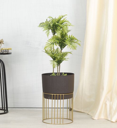 Golden Ridge Large Brown & Gold Metal Planter