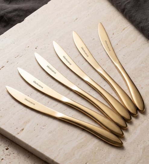 Set of 6 Golden Table Knives